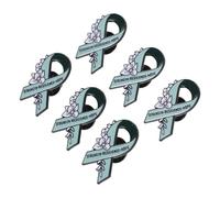 Levemolo 6pcs Light Green Ribbon Mental Health Awareness Pins Brooches, Alloy Material with Secure Attachment and Versatile Application for Daily Occasions