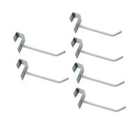 Levemolo 6pcs White Square Tube Shelf Hooks 10cm Long 5.7mm Thick Supermarket Display Rack Hooks for Shop Goods Sturdy Coated Steel for Retail Merchandising