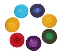 Levemolo 7pcs Tibetan Singing Bowl Pads Embroidered Buddhist Sound Bowl Cushions Handcrafted Prayer Bowl Mats for Meditation Yoga Spiritual Supplies, Medium Size, Multicolor