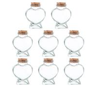 Levemolo 8pcs Decorative Candy Bottles Heart Shaped Bottle Mini Decorative Glass Small Wish Wishing Glass Jar Heart-shaped Candy Jar Wishing Transparent