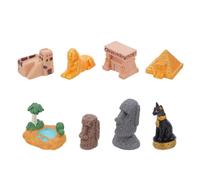 Levemolo 8Pcs Micro Landscape Egyptian Ornament Set - Resin Pyramid and Ancient Egypt Statue Collection for Desktop Decoration, Egyptian Theme Party Supplies and Egypt Tourism Souvenirs