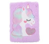 Levemolo A5 Purple Plush Unicorn Notebook with Cute Soft Cover, Small Notepad for Diary and Note Taking, Fluffy Cartoon Journal Suitable for Students