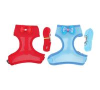 Levemolo Adjustable Chicken Harness with Leash 2pcs Hen and Rooster Vest Harness Set for Pet Poultry Walking and Training in Red and Blue Medium