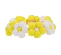 Levemolo Adjustable Knitted Pom Pom Pet Collar with Flower Design for Small Medium Dogs and Cats, Handmade Soft Cotton Neck Tie, Yellow and Light Cream Small Pet Accessories