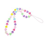 Levemolo Beaded Heart Phone Lanyard Mobile Phone Hanging Chain Wrist Strap Casual Style Random Pink Beads