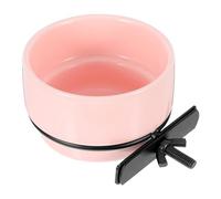 Levemolo Bird Feeding Dish Cups Detachable Hanging Ceramic Parrot Feeder Bowl for Food Water Multi Functional Bird Cage Accessory Elegant Pink Design for Home Garden Use
