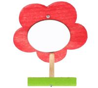 Levemolo Bird Mirror with Red Plum Blossom Shape and Perch, Small Parakeet Mirror Perch for Budgies and Parrots, Wooden Stand Bird Cage Accessory for Training and Stress Relief