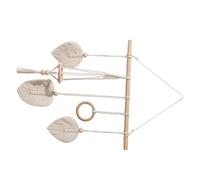 Levemolo Bohemian Macrame Woven Hair Bow Holder Wall Hanging Organizer Beige Cotton Rope Nursery Storage for Girls’ Bedroom Home Decor