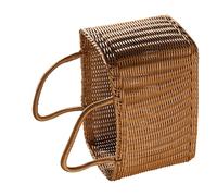 Levemolo Brown Woven Household Hand Basket with Handle, Japanese Style Plastic Rattan Picnic Fruit and Vegetable Storage Basket for Home and Outdoor Use