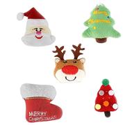 Levemolo Cartoon Plush Cat Toys for Christmas 5 Pcs Cat Biting Playthings Adorable Xmas Tree Design Interactive Fun
