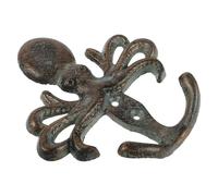 Levemolo Cast Iron Octopus Wall Hooks Ocean Theme Double Hook Coastal Home Decor Kitchen Towel Coat Hanger Bathroom Entryway Storage