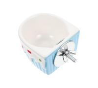 Levemolo Ceramic and Feeding Wall-mounted Pet Hamster Feeder Bowl in Bowl Blue, Holds Prevents Food Spill, for Feeding, Food Water