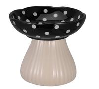 Levemolo Ceramic Elevated Cat Bowl with Mushroom Design Shallow Wide Feeding Dish for Cats and Small Dogs Promotes Healthy Eating Posture Easy to Clean Pet Food and Water Bowl