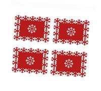 Levemolo Christmas Placemats Table Mats Place Mats 4pcs Red Snowflake Pattern Rectangular Felt Cloth Tabletop Decoration for Home