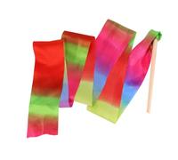 Levemolo Colorful 2m X 10cm Dancing Silk Ribbon with Wooden Stick, Rhythmic Gymnastics Ribbon Streamer and Adults, Artistic Dance Wand for Gymnastics Training and Performance Random Random