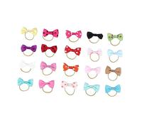 Levemolo Complete Dog Grooming Set 20pcs Bowknot Hair Elastic Bands for Poodles Pet Hair Holders for Dogs Puppies Blue Bow Style