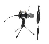 Levemolo Condenser Microphone Kit Recording Microphone with Adjustable Holder Portable Mic with Tripod for Live Broadcasting and Musical Instrument Play, Black 5.31X5.31X0.39Inch
