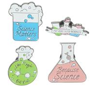 Levemolo Creative 4pcs Silver Brooches Set Chemistry Brooches Featuring Test Tube Bottle Design Alloy Material Clothing Badge for Women Clothes Hat and School Handbags Accessories