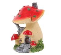 Levemolo Creative Miniature Mushroom House Model with Red and Yellow Edges Bonsai Fairy Garden Landscape Ornament for DIY Micro Landscape Miniature Garden Decoration and Terrarium Adornment