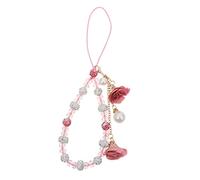 Levemolo Crystal Beaded Phone Wrist Strap for Women Pink Floral Design Short Anti-Lost Lanyard Sturdy Material for Smartphones