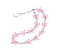 Levemolo Crystal Butterfly Mobile Phone Chain Phone Lanyard Pearl Butterfly for Hanging for Lost Prevention