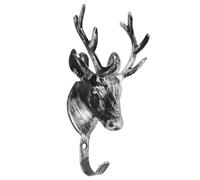 Levemolo Decorative Deer Head Wall Hook Silver Copper Color Curved Antler Shape Coat Hanger Rack for Bedroom Entryway Living Practical Single Hook for Keys Scarves Bags