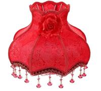 Levemolo Decorative Red Fabric Vintage Lampshade Beaded Lace Lamp Shade for Bedroom Marriage Room Living E27 Table Lamp Random Style