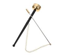 Levemolo Delicate Copper Yin Qing Hand Percussion Instrument Small Buddhist Temple Ritual Bell with Wooden Handle for Meditation and Taoist Ceremony