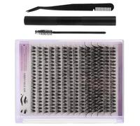 Levemolo DIY Easy Extension in Eyelash with Clusters Kit Individual Lash Tweezers, Eyelash Glue Remover, and Brush for Gentle Removal Application Black Self