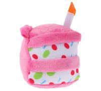 Levemolo Dog Birthday Cake Squeaky Pink Plush Cartoon Cake Shape | Lightweight Portable Plaything, Stress Relief Use, Camping and Garden Scenes