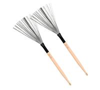Levemolo Double Head Drum Brush 1 Pair Maple Wooden Handle Wire Sticks for Jazz Drums Carbon Steel Percussion Instrument Soft Grip