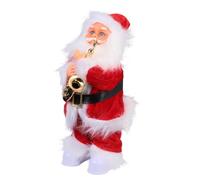 Levemolo Electric Music Santa Doll Christmas Ornament for Tabletop Decoration Saxophone Playing Xmas Festive Desktop Decor Without Batteries