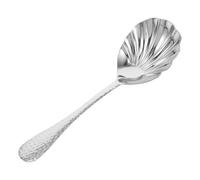 Levemolo Elegant Stainless Steel Serving Spoon with Hammered Shell Design for Better Grip, Large Mixing Spoon for Casual Dining and Serving, Stylish Silver Tableware