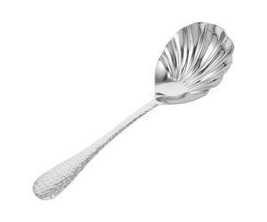 Levemolo Elegant Stainless Steel Serving Spoon with Hammered Shell Design for Better Grip, Large Mixing Spoon for Casual Dining and Serving, Stylish Silver Tableware