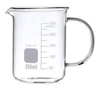 Levemolo Glass Beaker with Handle 250ml Multi-Functional Measuring Cup for Kitchen and Laboratory Use, Simple Elegant Design Science Mug for Accurate Measurement