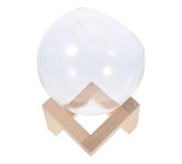 Levemolo Glass Micro Landscape Terrarium with Wooden Stand, 13.5Cm Diameter Hydroponic Planter Container for Desktop Plants and Indoor Gardening