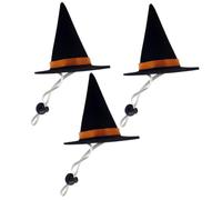 Levemolo Halloween Pet Hat Witch Hat Elastic Buckle, Black 3.5cm Inner Diameter, 3pcs Set for Dogs and Cats Halloween Costume Accessories