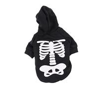 Levemolo Halloween Skeleton Dog Jumpsuit for Small and Medium Pets Night Glow Skull Outfit for Dogs for Halloween Parties and Outdoor Activities