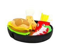 Levemolo Hamburger Shape Dog Molar with Squeaky Sound Interactive Bite Plaything for Stress Relief and Intelligence Training Soft Pet Chew for Boredom Reduction and Behavioral Enrichment