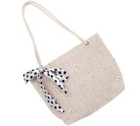 Levemolo Handbag Suitable for Many Occasions Large Capacity Woven Straw with Bow Knot, Portable Lightweight Tote Bag Elegant Beige for Women Summer Beach Bag