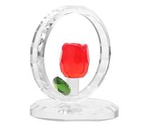 Levemolo Handcrafted Crystal Rose Flower Statue for Valentine's Day Decorative Figurine with Sparkling Reflections Low Maintenance Artificial Ornament for Wedding and Home Desktop Display