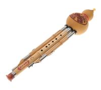 Levemolo Handmade Hulusi Gourd Flute C Key Acoustic Fidelity Natural Instrument for Beginners Music Lovers with Alloy Reed Pure Mellow Tone Imitation Horn Design