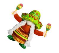 Levemolo Hawaiian Style Gnome Doll with Mexican Straw Hat Faceless Dwarf Desktop Decoration for Tropical Party Creative Home Ornament Photo Prop Festive Idea