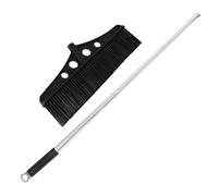 Levemolo Heavy Duty Wide Outdoor Broom with Stainless Steel Deck Scrub Brush Ergonomic Long Handle Warehouse Sweeper for Garden Patios Garages Large Detachable Black Cleaning Brush for