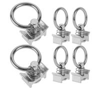 Levemolo L Track Tie down Single round Stainless Steel 6pcs Sturdy Single Fitting to Protect from Shifting, Easy to Carry, Silver Colour for Airline Track Installation