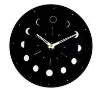 Levemolo Luminous Moon Phase Clock Decorative Glow Dark Wall Clock for Living Kitchen Home Dorm Battery Operated