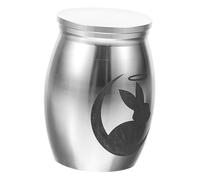 Levemolo Mini Metal Rabbit Pet Urn Cremation Keepsake Silver Small Memorial Ashes Container for Pet Rabbit Ashes