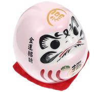 Levemolo Mini Pink Ceramic Fortune Figurine Japanese Style Wealth Doll Home and Car Dashboard Ornament Decorative Accessory for Good Luck