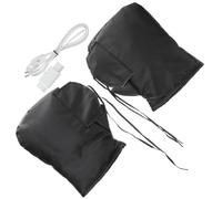 Levemolo Motorcycle Heated Handle Bar Muff 36-96v Black Leather Gloves | Coral Fleece Lining, Detachable Warm Keeping Design, for Cold Winters and Working Outdoors