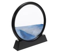 Levemolo Moving Sand Art Ornament Black Frame Blue Dynamic Flowing Sand Painting for Home Office Decor Meditation Enhancement